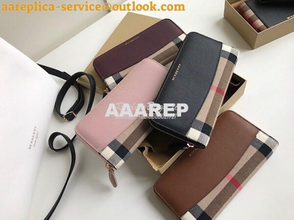 Replica Burberry House Check and Grainy Calf Leather Zip Around Wallet 3