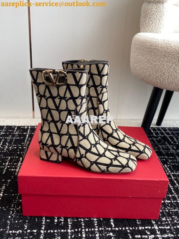 Replica Valentino VLogo Ankle Boot In Toile Iconographe 30mm 2W2S0FT1 5