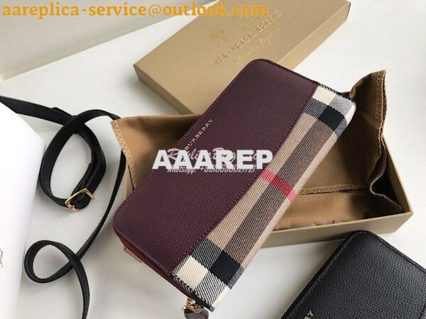 Replica Burberry House Check and Grainy Calf Leather Zip Around Wallet 12
