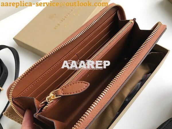 Replica Burberry House Check and Grainy Calf Leather Zip Around Wallet 20