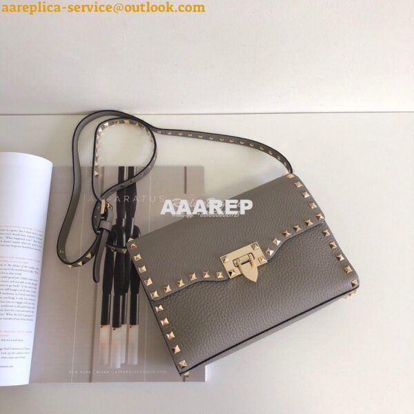 Replica Valentino Small Rockstud Grainy Calfskin Crossbody Bag 0181B G 3