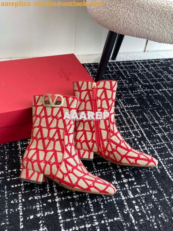 Replica Valentino VLogo Ankle Boot In Toile Iconographe 30mm 2W2S0FT1 3