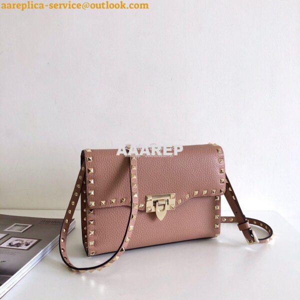 Replica Valentino Small Rockstud Grainy Calfskin Crossbody Bag 0181B N 4