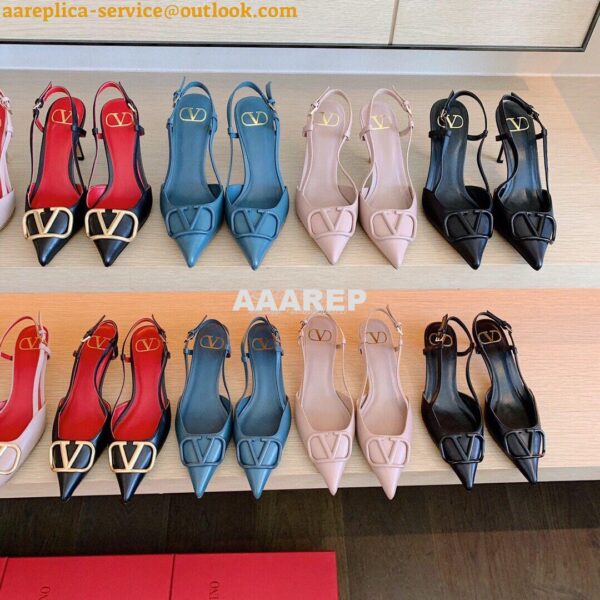 Replica Valentino VLogo Calfskin Slingback Pump 40mm 80mm SW2S0Q70 Blu 3