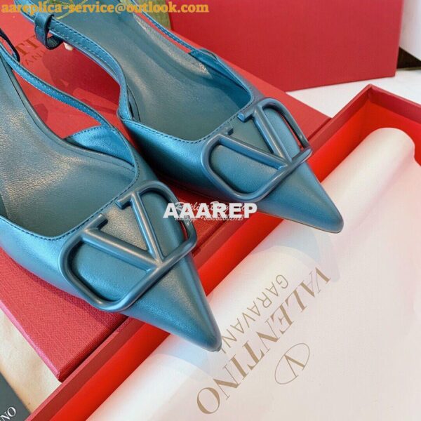 Replica Valentino VLogo Calfskin Slingback Pump 40mm 80mm SW2S0Q70 Blu 8