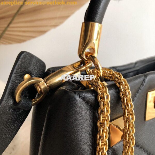 Replica Valentino Small Roman Stud The Handle Bag In Nappa BSF098 Blac 5