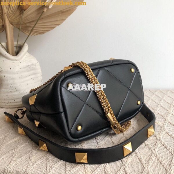 Replica Valentino Small Roman Stud The Handle Bag In Nappa BSF098 Blac 7