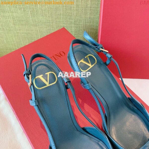 Replica Valentino VLogo Calfskin Slingback Pump 40mm 80mm SW2S0Q70 Blu 17