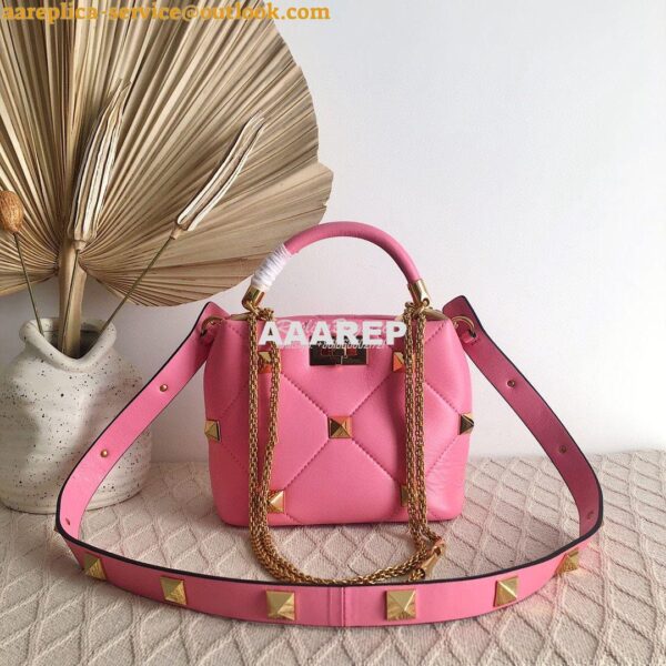 Replica Valentino Small Roman Stud The Handle Bag In Nappa BSF098 Flam 4