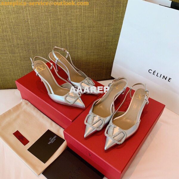 Replica Valentino VLogo Laminated Nappa Slingback Pump 40mm 80mm SW2S0