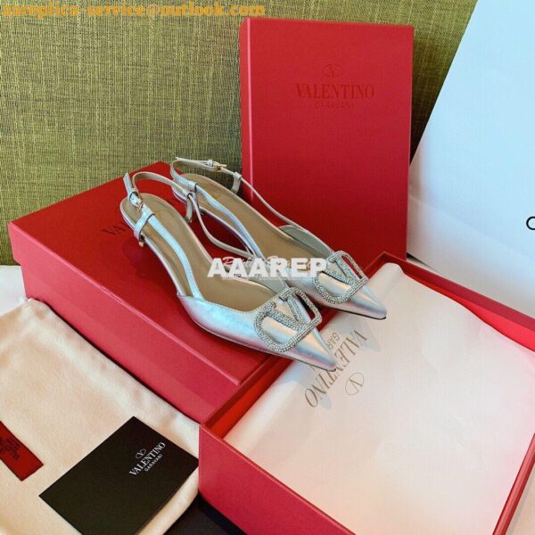 Replica Valentino VLogo Laminated Nappa Slingback Pump 40mm 80mm SW2S0 3