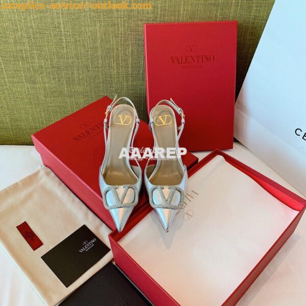 Replica Valentino VLogo Laminated Nappa Slingback Pump 40mm 80mm SW2S0 7