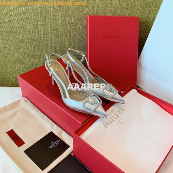 Replica Valentino VLogo Laminated Nappa Slingback Pump 40mm 80mm SW2S0 8