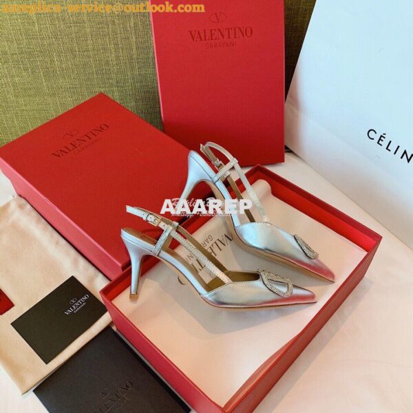 Replica Valentino VLogo Laminated Nappa Slingback Pump 40mm 80mm SW2S0 9