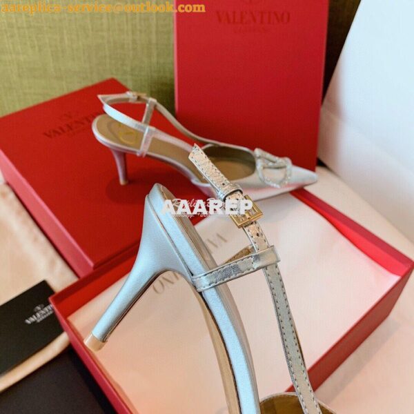 Replica Valentino VLogo Laminated Nappa Slingback Pump 40mm 80mm SW2S0 12