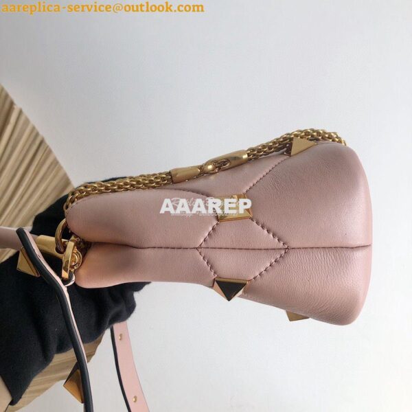 Replica Valentino Small Roman Stud The Handle Bag In Nappa BSF098 Rose 6