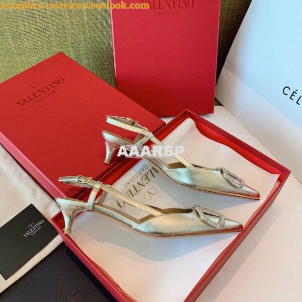 Replica Valentino VLogo Laminated Nappa Slingback Pump 40mm 80mm SW2S0 6