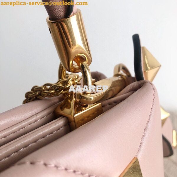 Replica Valentino Small Roman Stud The Handle Bag In Nappa BSF098 Rose 8