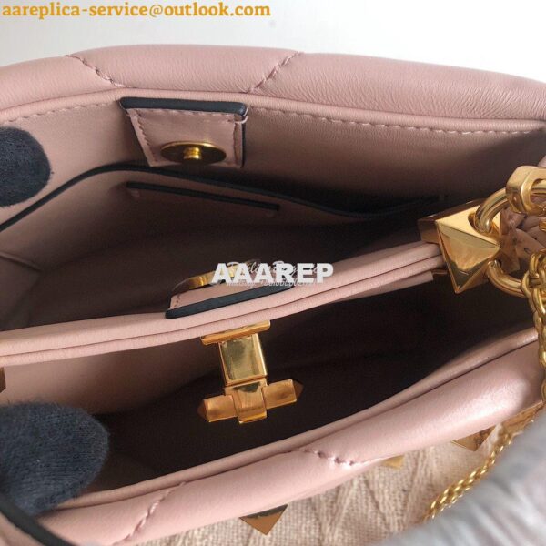 Replica Valentino Small Roman Stud The Handle Bag In Nappa BSF098 Rose 10