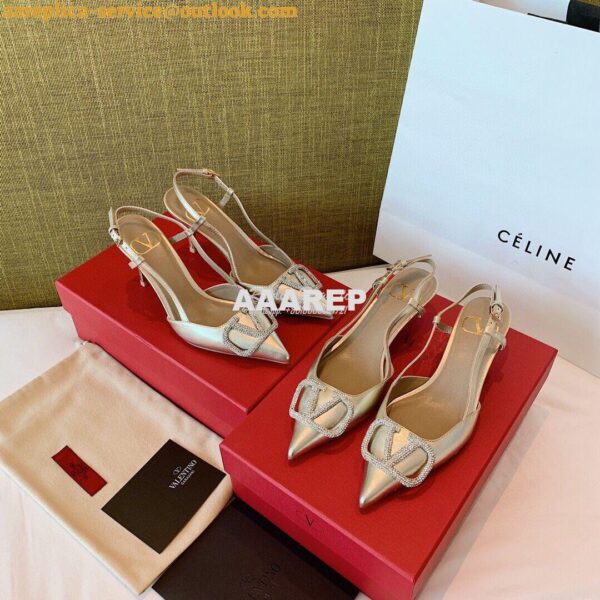 Replica Valentino VLogo Laminated Nappa Slingback Pump 40mm 80mm SW2S0 11