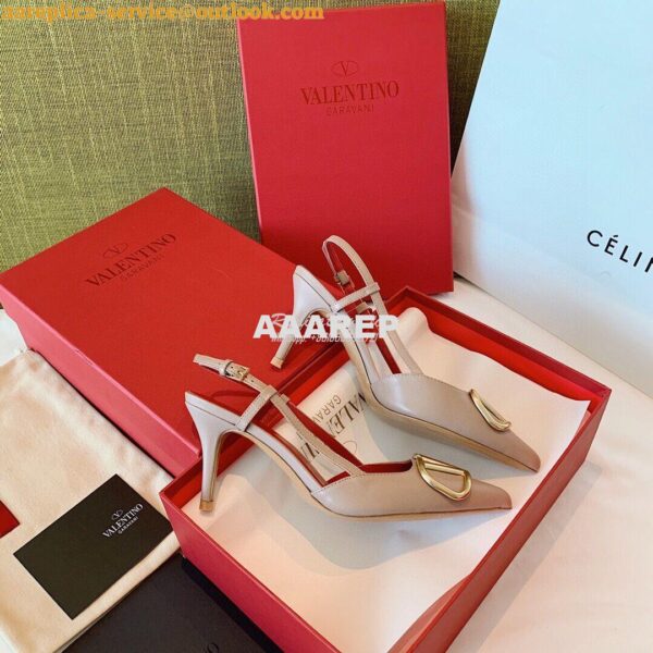 Replica Valentino VLogo Laminated Nappa Slingback Pump 40mm 80mm SW2S0 12