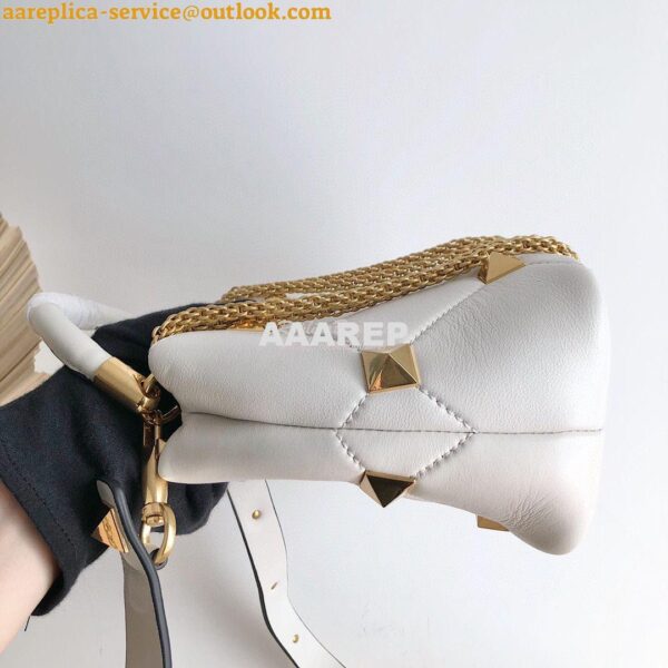 Replica Valentino Small Roman Stud The Handle Bag In Nappa BSF098 Whit 7