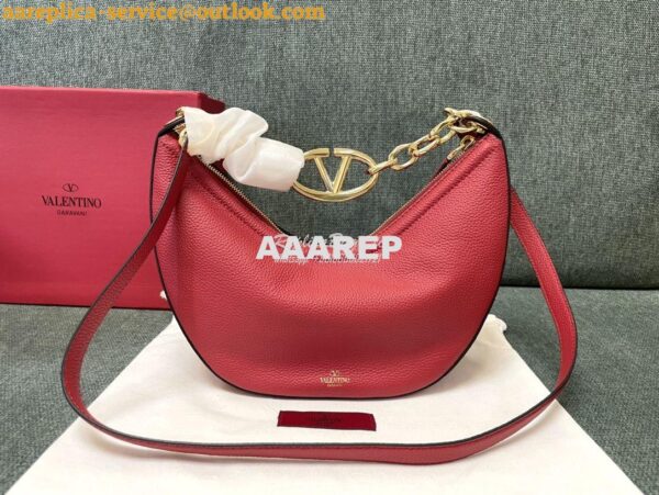 Replica Valentino Small Vlogo Moon Hobo Bag In Grainy Calfskin With Ch 3