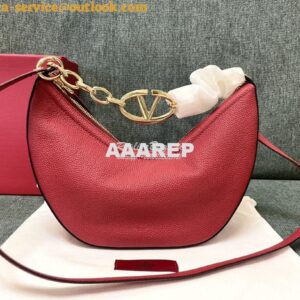 Replica Valentino Small Vlogo Moon Hobo Bag In Grainy Calfskin With Ch 2