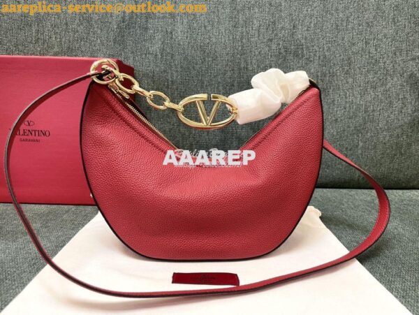 Replica Valentino Small Vlogo Moon Hobo Bag In Grainy Calfskin With Ch 4