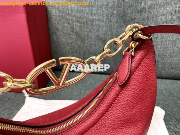 Replica Valentino Small Vlogo Moon Hobo Bag In Grainy Calfskin With Ch 8