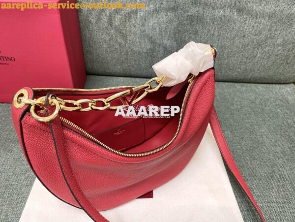 Replica Valentino Small Vlogo Moon Hobo Bag In Grainy Calfskin With Ch 9