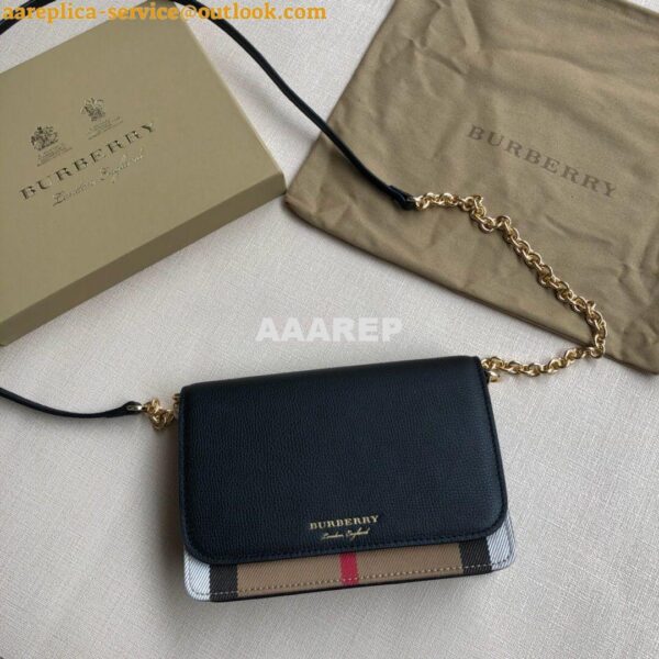 Replica Burberry Leather and House Check Wallet with Detachable Strap 5