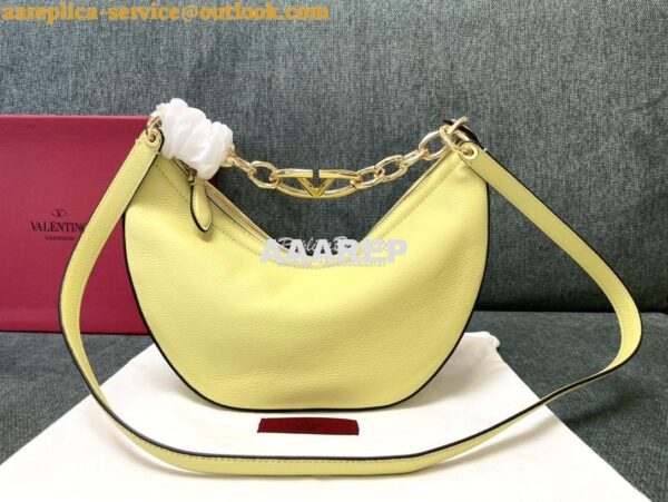 Replica Valentino Small Vlogo Moon Hobo Bag In Grainy Calfskin With Ch 3