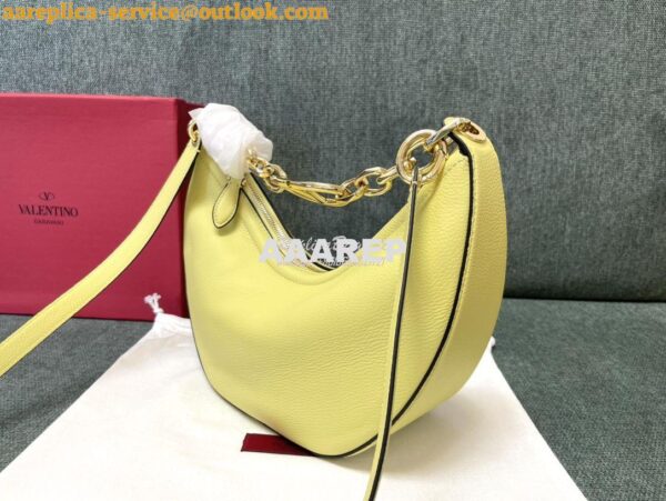 Replica Valentino Small Vlogo Moon Hobo Bag In Grainy Calfskin With Ch 4