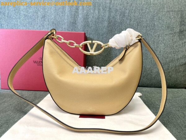 Replica Valentino Small Vlogo Moon Hobo Bag In Grainy Calfskin With Ch 3