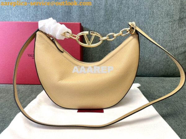 Replica Valentino Small Vlogo Moon Hobo Bag In Grainy Calfskin With Ch 4