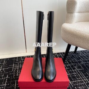 Replica Valentino Vlogo Signature Calfskin Boot 30mm 3W2S0CT2 Black 2