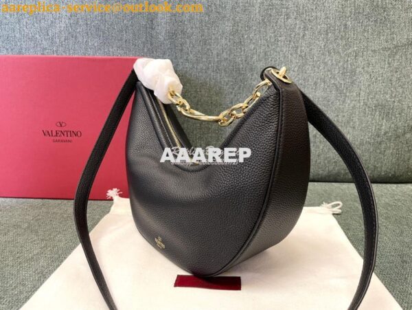 Replica Valentino Small Vlogo Moon Hobo Bag In Grainy Calfskin With Ch 5