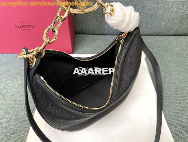 Replica Valentino Small Vlogo Moon Hobo Bag In Grainy Calfskin With Ch 9