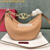 Replica Valentino Small Vlogo Moon Hobo Bag In Grainy Calfskin With Ch