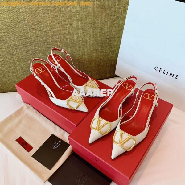 Replica Valentino Gold VLogo Calfskin Slingback Pump 40mm 80mm SW2S0Q7 3