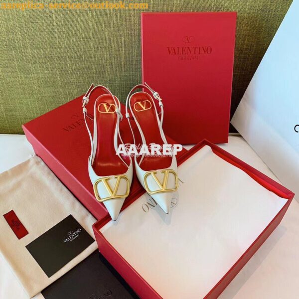 Replica Valentino Gold VLogo Calfskin Slingback Pump 40mm 80mm SW2S0Q7 4