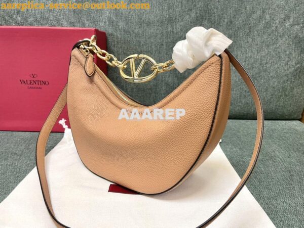 Replica Valentino Small Vlogo Moon Hobo Bag In Grainy Calfskin With Ch 8