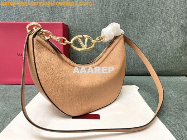 Replica Valentino Small Vlogo Moon Hobo Bag In Grainy Calfskin With Ch 9