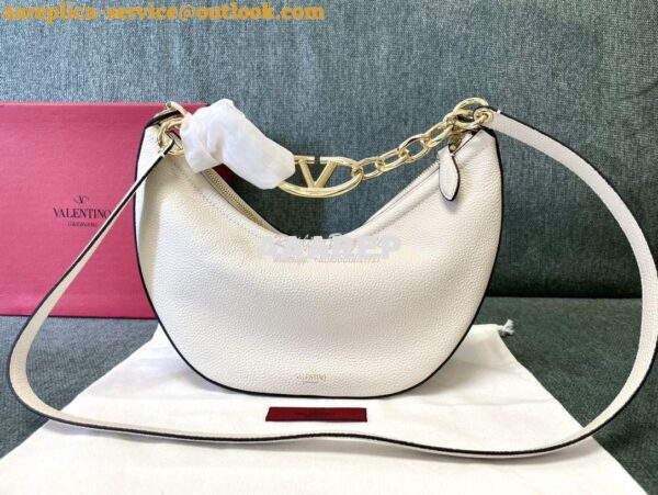 Replica Valentino Small Vlogo Moon Hobo Bag In Grainy Calfskin With Ch 3