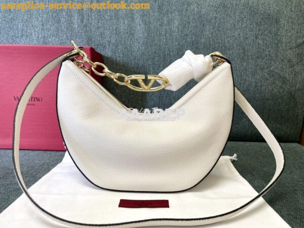 Replica Valentino Small Vlogo Moon Hobo Bag In Grainy Calfskin With Ch 4