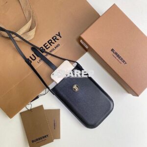 Replica Burberry Leather Phone Case with Strap 80267361 Black