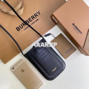 Replica Burberry Leather Phone Case with Strap 80267361 Black 2