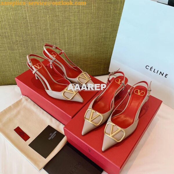 Replica Valentino Gold VLogo Calfskin Slingback Pump 40mm 80mm SW2S0Q7 9