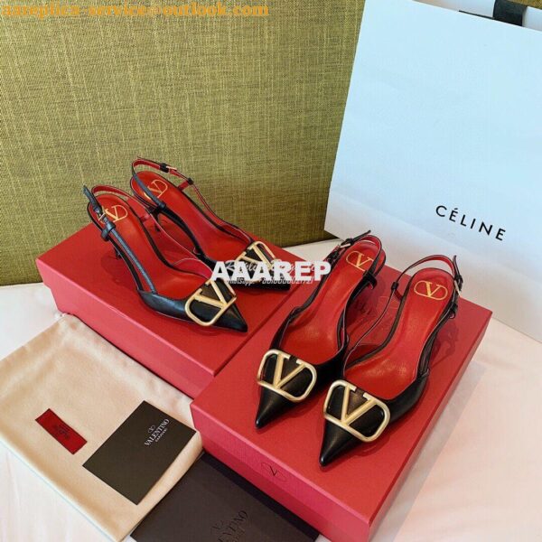 Replica Valentino Gold VLogo Calfskin Slingback Pump 40mm 80mm SW2S0Q7 10